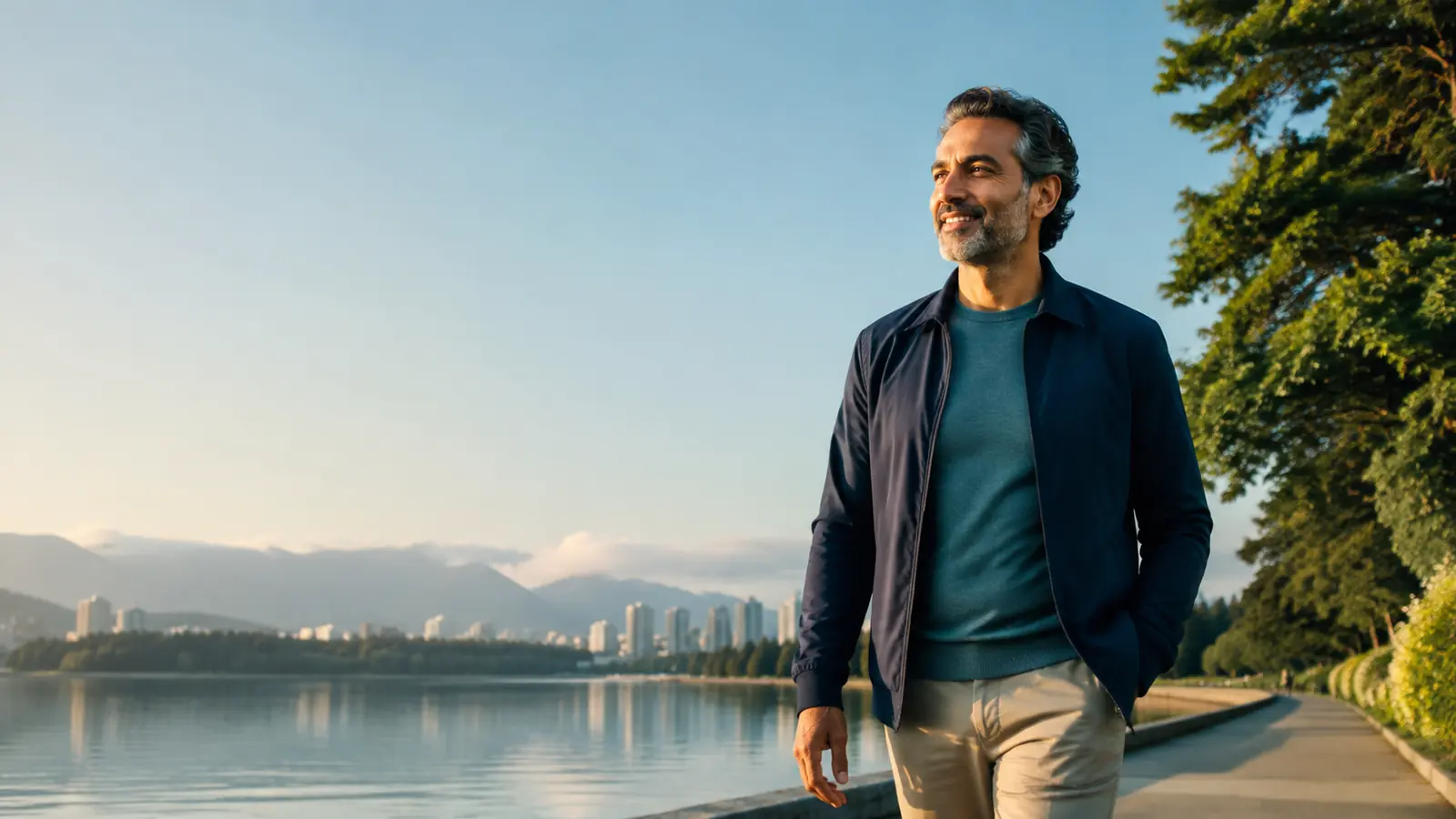 A man enjoying an active morning outdoors